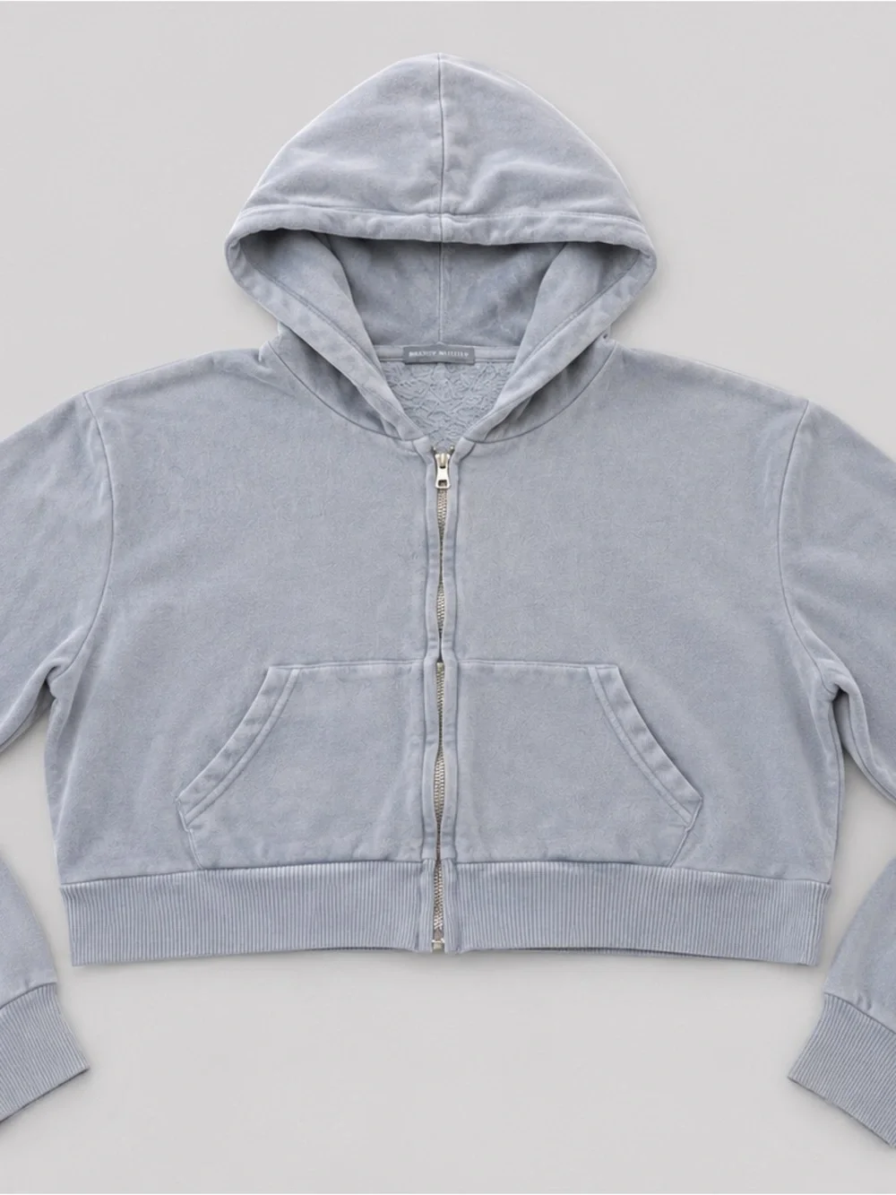 John Galt by Brandy Melville Cropped Zip Hoodie Women's XS/S Blue Gray